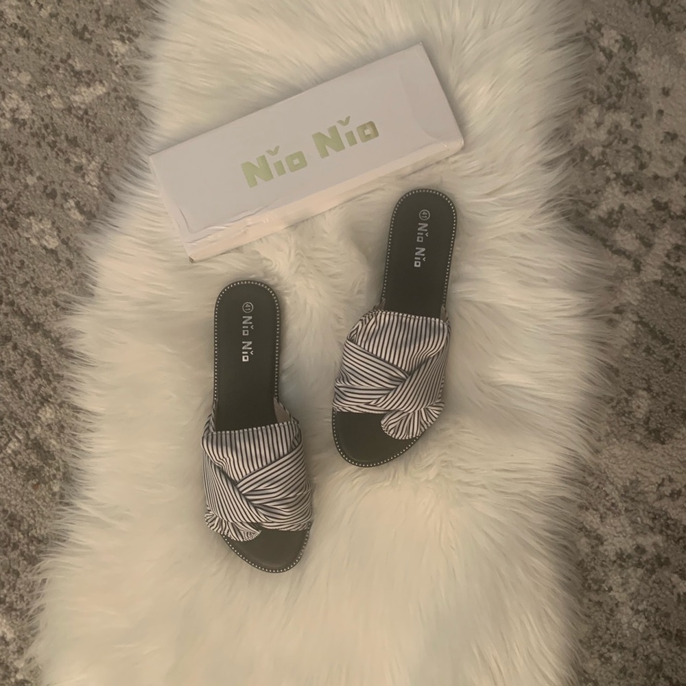 Brand new never worn black and white sandals